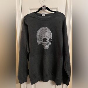 Dark Gray Skull Graphic Sweatshirt